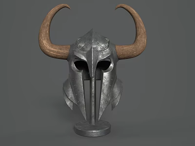 Medieval Style Metal Horned Helmet With Decorative Base And Armor Design Details 3d model