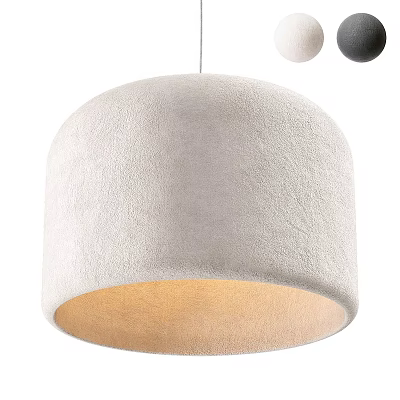 Modern White Textured Fabric Dome Pendant Light with Warm Glowing Interior 3d model