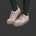 Light Pink Casual Low Top Shoes With White Laces Thick Sole For Comfortable Everyday Wear