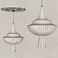 Elegant White Ceiling Pendant Lights With Woven Fringe And Circular Base 3d model