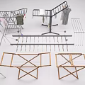 Collection of Clothes Hangers Featuring Foldable Wooden Metal Drying Racks and Hanging Stands