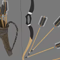 Handcrafted Traditional Bow And Arrows With Decorative Feathers In Leather Quiver