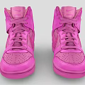 Fashionable Nike Pink High Top Shoes With Stylish Leather Design And Lace Up Detail