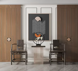 New Chinese Style Casual Table and Chair Combination Tea Chair Casual Chair Combination 3d model