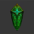 Ornate Green Decorative Artwork With Intricate Gold Accents And Textured Surface