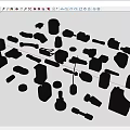 Hard surface mechanical parts combination of mechanical parts 3d model