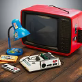 Modern game machine red and white machine little overlord 3d model