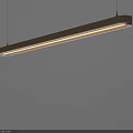 Modern Long Linear Brushed Brass Pendant Light With Sleek Illuminated Design 3d model