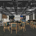 Modern Industrial Hotpot Restaurant Interior With Open Layout And Dining Furniture
