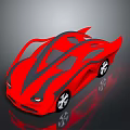 Red Sports Car With Black Stripes and Sleek Aerodynamic Design 3D Render Shiny Surface