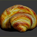 Freshly Baked Croissant With Golden Brown Flaky Layers And Shiny Surface On Dark Background