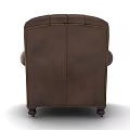Brown Leather Tufted Wingback Armchair With Brass Nailhead Trim And Wooden Legs