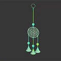 Hanging Wind Chime Ornament Featuring Top Ring Decorative Disc Orange Beads And Metal Bells