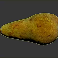 Realistic Yellow Speckled Pear On Dark Reflective Surface With Smooth Texture
