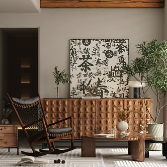 Antique Style Bucket Cabinet Antique Style Leisure Chair Potted Solid Wood Coffee Table Antique Style Bucket Cabinet Solid Wood Side Cabinet Antique Style Ornaments Combination Decorative Cabinet Ornaments 3d model