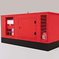 Red Industrial Generator With Control Panel Ventilation Grilles Black Base And Enclosed Door 3d model