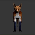 Realistic Red Fox 3D Render With Orange White Fur And Blue Legs Standing Pose