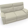 Beige Leather Two Seater Sofa With Modern Design And Comfortable Armrests 3d model