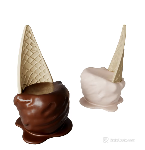Kids Chair With Ice Cream Cone Shape Waffle Top Chocolate And White Design 3d model 