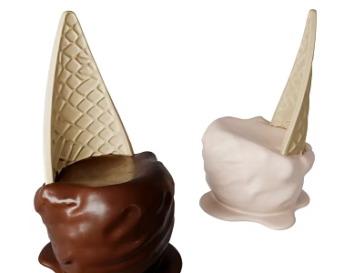 Kids Chair With Ice Cream Cone Shape Waffle Top Chocolate And White Design 3d model