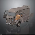 Vintage Silver Truck Model With Open Doors And Brown Interior Seats