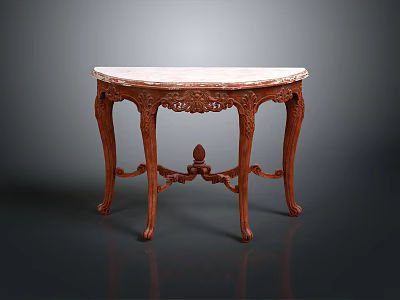 Antique Wooden Console Table With Ornate Carved Legs And Marble Top 3d model