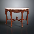 Antique Wooden Console Table With Ornate Carved Legs And Marble Top