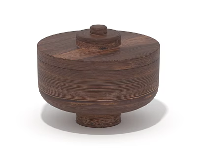 Elegant Handcrafted Dark Wood Bowl with Textured Surface and Fitted Lid 3d model