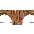 Wooden Entrance Gate With Arch Structure And Dinosaur Skeleton Ornament