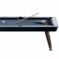 Modern Billiard Tables In Navy Blue And Green With Balls And Cues