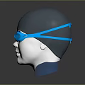 Blue Swim Goggles and Black Swim Cap on White Mannequin Head for Swimming