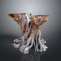Natural Wooden Stump Table With Unique Solid Wood Base For Home Decor 3d model
