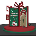 Festive Christmas Decorative Scene With Red Gift Box Tree Snowman And Santa Elements 3d model
