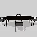 Modern Minimalist Round Dining Table Set With Four Curved Backrest Chairs 3d model
