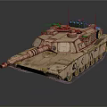 Modern Military Tank With Desert Camouflage Main Gun Turret Tracks And Green Storage Boxes