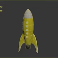 Yellow Rocket Model With Silver Top Blue Details And Space Exploration Elements 3d model