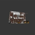Worn Out Snow Covered Damaged Tent With Torn Fabric And Wooden Crates Against Dark Background