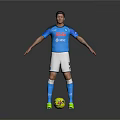 Man in Napoli Jersey White Shorts Blue Socks Green Football Boots Standing with Football
