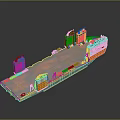 Large Orange and White Water Barge Featuring Open Deck for Cargo Transport 3d model