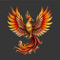 Vibrant Phoenix Mythical Bird With Spread Flaming Feathers And Colorful Plumage