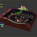 Casino Game Table With Red Dice Yellow Chips Wine Glass And Numbered Layout