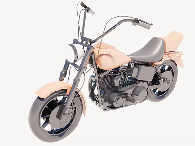 Vintage Peach Colored Motorcycle With Black Seat And Metallic Engine Components 3d model