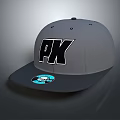 Stylish Gray Cap Design With PK Logo And Blue Brim Accent