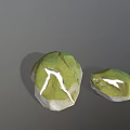 Green And White Decorative Stone Pieces With Colorful Lines And Small Ornaments