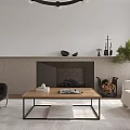 Modern Living Room Interior With White Sofa Black Armchair Wooden Coffee Table And Round Chandelier