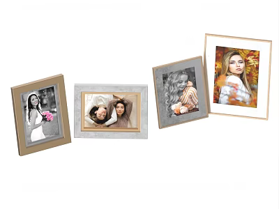 Various Decorative Photo Frames with Portrait Pictures for Home Wall Decor 3d model