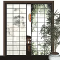New Chinese-style sliding door Japanese-style sliding door wooden grille partition kitchen bathroom sliding door Chinese-style translucent sliding door translucent partition 3d model