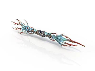 Mythical Weapon Featuring Teal Red Accents Intricate Decorative Details And Elaborate Craftsmanship 3d model