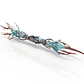 Mythical Weapon Featuring Teal Red Accents Intricate Decorative Details And Elaborate Craftsmanship
