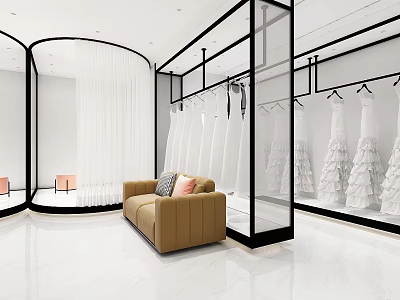 Modern Wedding Dress Shop Wedding Photography Display Clothing Store Clothing Shop Wedding Dress Exhibition Wedding Dress Display Rack 3d model